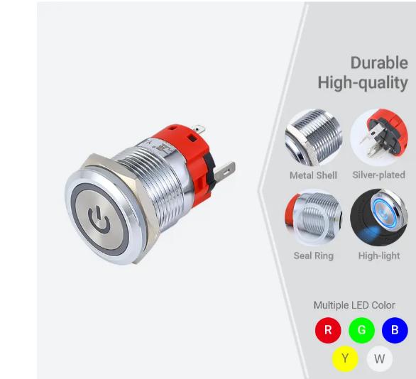 19 mm 3a tlačidlový spínač